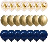 🎈 60 pcs 12-inch navy blue and gold confetti balloons - metallic chrome birthday decorations for baby shower, boy's outer space party логотип