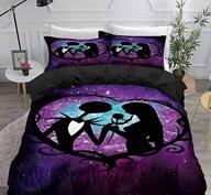 vanson nightmare before christmas microfiber bedding duvet cover set - queen size, jack and sally valentine lover rose print - lightweight and soft - 3 piece set (comforter not included) logo