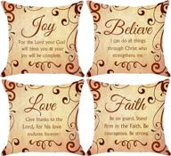 🎁 niditw vintage burlap throw pillow case set: inspiring gift scripture sayings for christmas decor - joy, love, faith, believe and strength - 18 inches square sofa cover logo