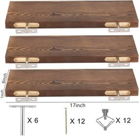 img 3 attached to 🪵 Kosiehouse Rustic Pine Wood Floating Wall Shelves - Set of 3, with Invisible Brackets for Kitchen, Bathroom, Living Room Storage