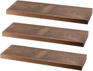 🪵 kosiehouse rustic pine wood floating wall shelves - set of 3, with invisible brackets for kitchen, bathroom, living room storage logo
