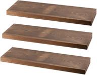 🪵 kosiehouse rustic pine wood floating wall shelves - set of 3, with invisible brackets for kitchen, bathroom, living room storage логотип