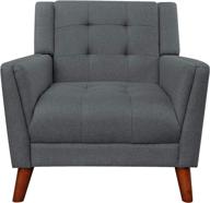 🪑 christopher knight home evelyn mid century modern fabric armchair, dark gray with walnut finish логотип