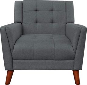 img 4 attached to 🪑 Christopher Knight Home Evelyn Mid Century Modern Fabric Armchair, Dark Gray with Walnut Finish