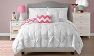 vcny 4 piece kara reversible comforter set, twin size in classic white - stylish and versatile bedding for any décor logo