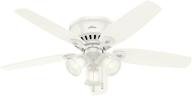 💡 hunter builder low profile ceiling fan with led light and pull chain control, 52-inch, snow white - indoor use логотип