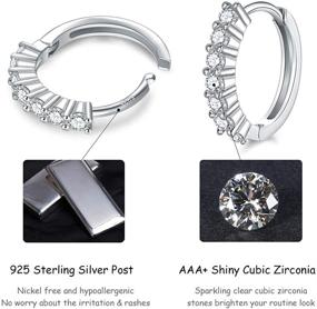 img 3 attached to 💎 Pack of 3 Silver Hoop Earrings for Women Girls, Hypoallergenic Cubic Zirconia Small Huggie Cartilage Earring Set - 8/10/12mm