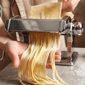 img 2 attached to 🍝 Acymztu Pasta Maker Machine Hand Crank - Premium Stainless Steel Noodle Maker Kit for Homemade Noodles, Spaghetti and Fresh Dough - Efficient Roller Cutter Tool