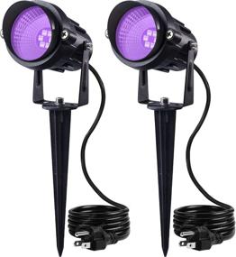 img 4 attached to 🌙 2 Pack of SUNVIE 12W Black Light Outdoor Spotlights: Waterproof, US Plug, Perfect for Glow Parties, Halloween, and Stage Lighting