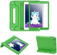 hde case for ipad air 2 - kids shockproof bumper hard cover handle stand with built in screen protector for apple ipad air 2 - 2014 release 2nd generation (green) logo