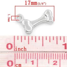 img 3 attached to 🦴 Housweety 50PCs Dog Bone Shaped Charm Pendants - Vintage Silver Tone Jewelry Findings (17mmx11mm)