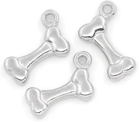 img 2 attached to 🦴 Housweety 50PCs Dog Bone Shaped Charm Pendants - Vintage Silver Tone Jewelry Findings (17mmx11mm)