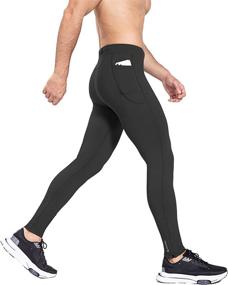 img 4 attached to 🩳 BALEAF Men's Thermal Fleece Running Tights: Water-Resistant Cycling Pants with Zipper Legs, Pockets, Ideal for Cold Weather Hiking