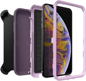 img 1 attached to OtterBox Defender Series Rugged Case & Holster for iPhone Xs MAX - Purple Nebula - Non-Retail Packaging - Enhanced with Microbial Defense