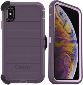 img 4 attached to OtterBox Defender Series Rugged Case & Holster for iPhone Xs MAX - Purple Nebula - Non-Retail Packaging - Enhanced with Microbial Defense