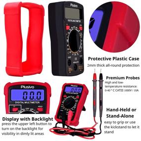 img 1 attached to 💡 Plusivo Digital Multimeter: Voltage, Resistance, Current, Continuity, Battery and Diode Multi Tester with Probes, Backlight, Case, Stand - Enhanced SEO