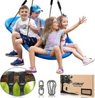 🌳 ultimate 60 inch platform tree swing for kids and adults – giant flying saucer hammock – premium outdoor indoor surf tire swingset – inclusive accessories – durable 350 lbs yard swings set logo