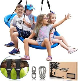 img 4 attached to 🌳 Ultimate 60 Inch Platform Tree Swing for Kids and Adults – Giant Flying Saucer Hammock – Premium Outdoor Indoor Surf Tire Swingset – Inclusive Accessories – Durable 350 Lbs Yard Swings Set