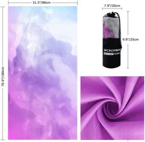 img 3 attached to 🏖️ Large Microfiber Quick Dry Beach Towel for Adults - Oversized Beach Towel, 31.5x71inch (Purple)
