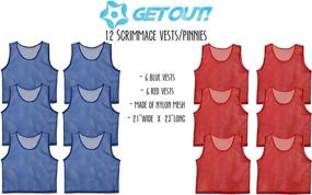 img 2 attached to 👕 Red and Blue Scrimmage Vest Pinnies 12pk - Available in Youth, Teens, and Adult Sizes – Nylon Mesh Jerseys Ideal for All Sports