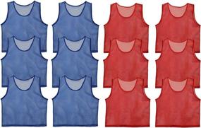 img 4 attached to 👕 Red and Blue Scrimmage Vest Pinnies 12pk - Available in Youth, Teens, and Adult Sizes – Nylon Mesh Jerseys Ideal for All Sports