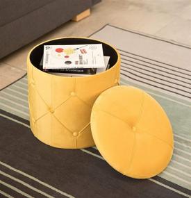 img 2 attached to Bold Tones Wooden Velvet Ottoman