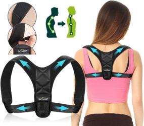 img 4 attached to SOMAZ L-XL Posture Corrector: Adjustable Upper Back Brace for Clavicle Support & Pain Relief - Comfortable Posture Trainer for Spinal Alignment, Neck, Back, and Shoulder