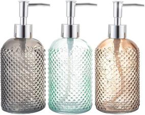 img 4 attached to 🧴 Pack of 3 Assorted Glass 15 Ounce Lotion Soap Dispenser Bottles with Pumps for Bathroom and Kitchen