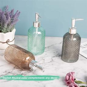 img 1 attached to 🧴 Pack of 3 Assorted Glass 15 Ounce Lotion Soap Dispenser Bottles with Pumps for Bathroom and Kitchen