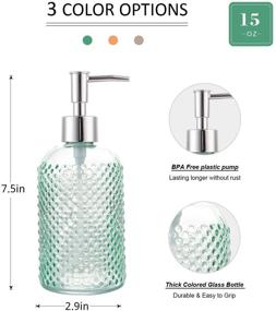 img 3 attached to 🧴 Pack of 3 Assorted Glass 15 Ounce Lotion Soap Dispenser Bottles with Pumps for Bathroom and Kitchen