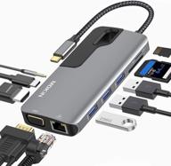 🔌 enhance your macbook pro connectivity: usb c hub adapter with thunderbolt 3, ethernet, hdmi, vga, power delivery, usb 3.0, sd/tf card reader – all-in-one solution logo