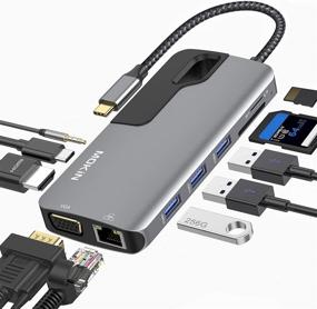 img 4 attached to 🔌 Enhance Your MacBook Pro Connectivity: USB C Hub Adapter with Thunderbolt 3, Ethernet, HDMI, VGA, Power Delivery, USB 3.0, SD/TF Card Reader – All-in-One Solution