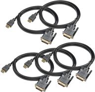 6-pack of 6ft hdmi to dvi-d(24+1) cables - compatible with raspberry pi, roku, xbox one, ps4, ps3 - braided design logo