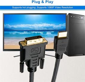 img 1 attached to 6-пакет кабелей HDMI к DVI-D(24+1) длиной 6 футов - совместим с Raspberry Pi, Roku, Xbox One, PS4, PS3 - с плетеным дизайном.