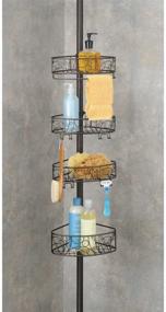 img 2 attached to 🚿 iDesign Twigz Metal Wire Rod Corner Shower: Adjustable 5'-9' Pole with Baskets for Shampoo, Conditioner, Soap, and Hooks for Razors, Towels, Tension Caddy