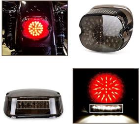 img 1 attached to 🚦 Enhance Safety & Style: Smoked LED Tail Light Brake Turn Signal Lights for 2002-2010 FXST Models Sportster 1200 Dyna Smoke Lens Lay Down Style