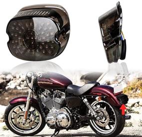 img 3 attached to 🚦 Enhance Safety & Style: Smoked LED Tail Light Brake Turn Signal Lights for 2002-2010 FXST Models Sportster 1200 Dyna Smoke Lens Lay Down Style
