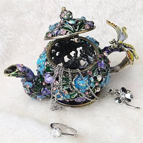 img 3 attached to 🌺 Exquisite YU FENG Vintage Flower Teapot Trinket Box: Collectible Crystals Jeweled Painted Enameled Decorative Jewelry Storage