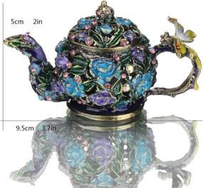 img 2 attached to 🌺 Exquisite YU FENG Vintage Flower Teapot Trinket Box: Collectible Crystals Jeweled Painted Enameled Decorative Jewelry Storage