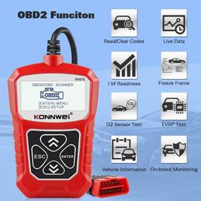 img 3 attached to 🔴 KONNWEI KW310 Сканер OBD2: Полный функционал OBDII и 10 режимов для чтения кодов ошибок для всех автомобилей с 1996 года (красный)