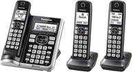 📞 panasonic link2cell bluetooth cordless phone system - voice assistant, call block, answering machine - dect 6.0 cordless system, expandable - 3 handsets - kx-tgf573s (black/silver trim) logo