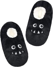 img 4 attached to 🐼 Panda Bros Kid's Animal Slipper Socks: Cozy Cartoon Fleece Indoor Slippers for Warm and Fluffy Bedroom Shoes