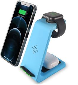 img 4 attached to 🔌 YOCUNKER 3-in-1 Fast Wireless Charger Stand for Apple Watch, Airpods Pro, iPhone 12/11/SE - Efficient Charging Station Dock