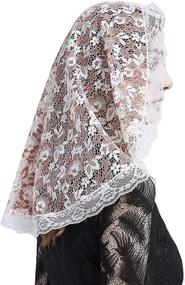 img 3 attached to 👒 Church Latin Mass Head Coverings: Enhance Your Attire with Elegant Floral Lace Mantilla Veils