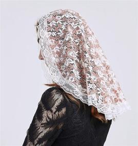 img 1 attached to 👒 Church Latin Mass Head Coverings: Enhance Your Attire with Elegant Floral Lace Mantilla Veils