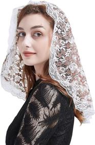 img 4 attached to 👒 Church Latin Mass Head Coverings: Enhance Your Attire with Elegant Floral Lace Mantilla Veils