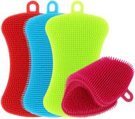 🧽 multipurpose dish-washing brush set - timgou kitchen silicone sponge, 4 pack cleaning scrubber pot holder for dish vegetables baby bottles logo