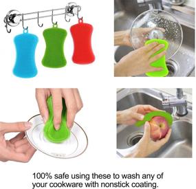 img 1 attached to 🧽 Multipurpose Dish-Washing Brush Set - TIMGOU Kitchen Silicone Sponge, 4 Pack Cleaning Scrubber Pot Holder for Dish Vegetables Baby Bottles