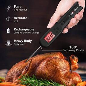 img 3 attached to 🌡️ Rechargeable Meat Thermometer - Digital Kitchen Food Cooking Thermometer for Candy, Oil, BBQ, Grill, Smoker - Accurate Readings, Food Temperature Guide, Alarm, LCD Backlight - IPX7 Waterproof