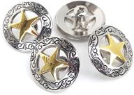 🌟 stylish set of 4 silver engraved gold star conchos with screw back - 1-1/8" size" logo